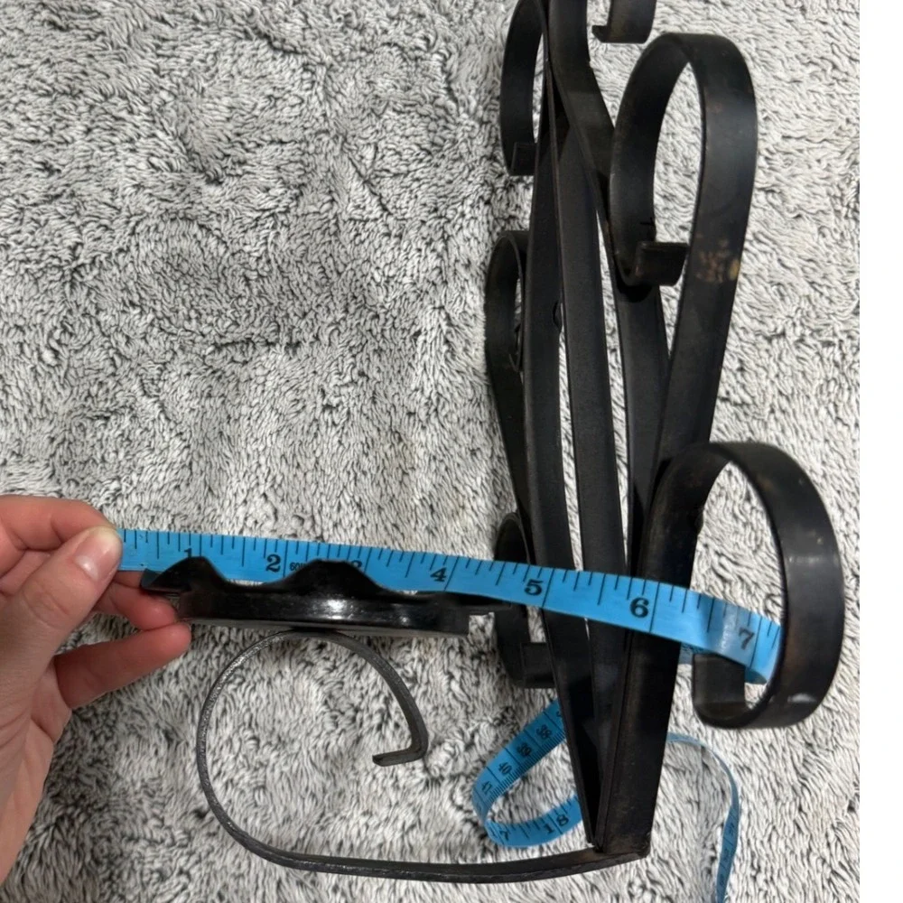 Vintage Wrought Iron Wall Sconce Scroll Black Metal Candle Holder 13